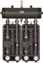 Set of distribution low loss header + pump group