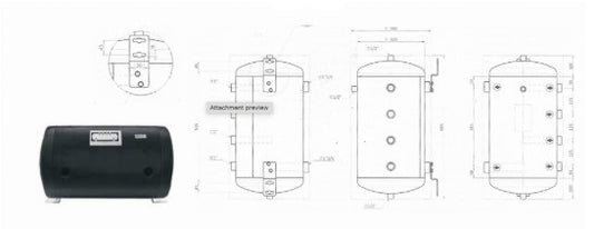Buffer Cylinder 50. 4 x 1" (circuits tapings) + 2 x 1" tapings (boiler side)