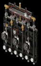 Set of distribution low loss header + pump group