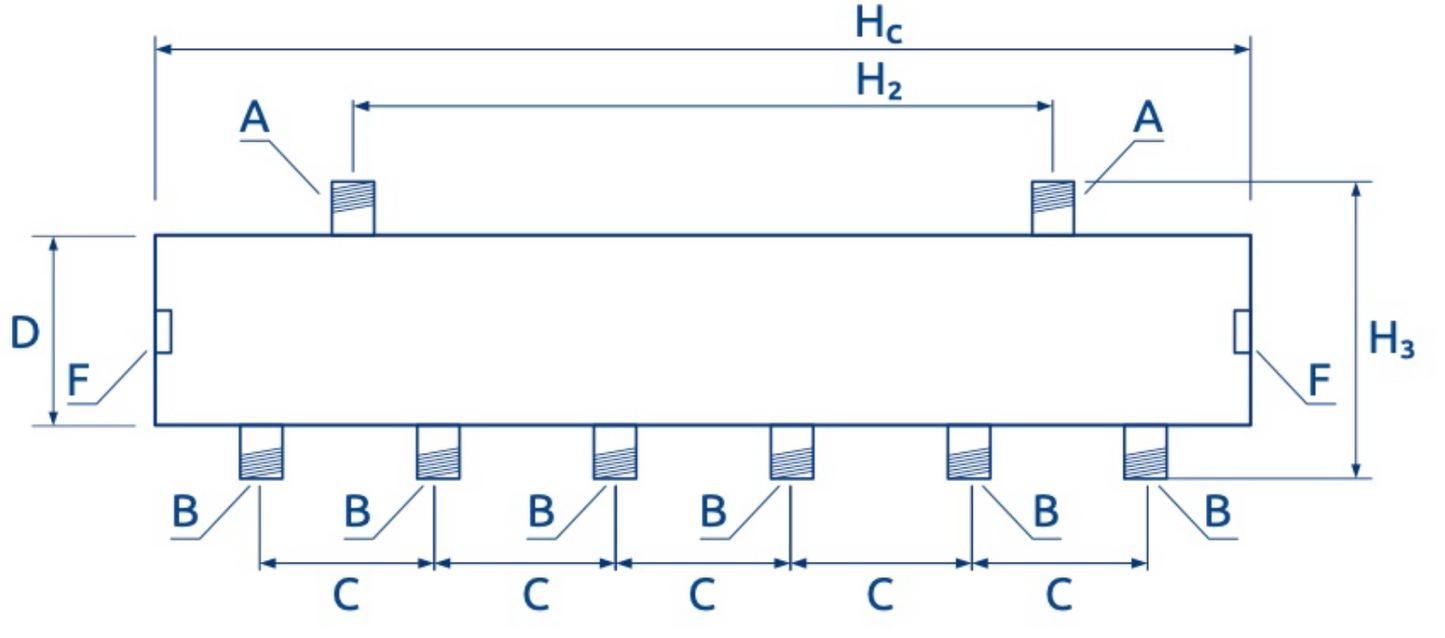 Low Loss Header 6 x out tapings and 2 x in tapings SKE 3DC