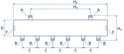 Low Loss Header 6 x out tapings and 2 x in tapings SKE 3DC